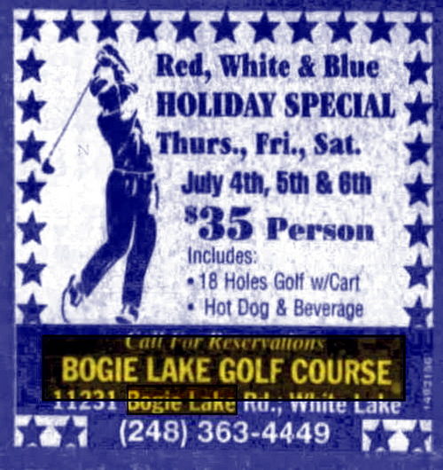 Bogie Lake Golf Course - June 2002 Ad (newer photo)